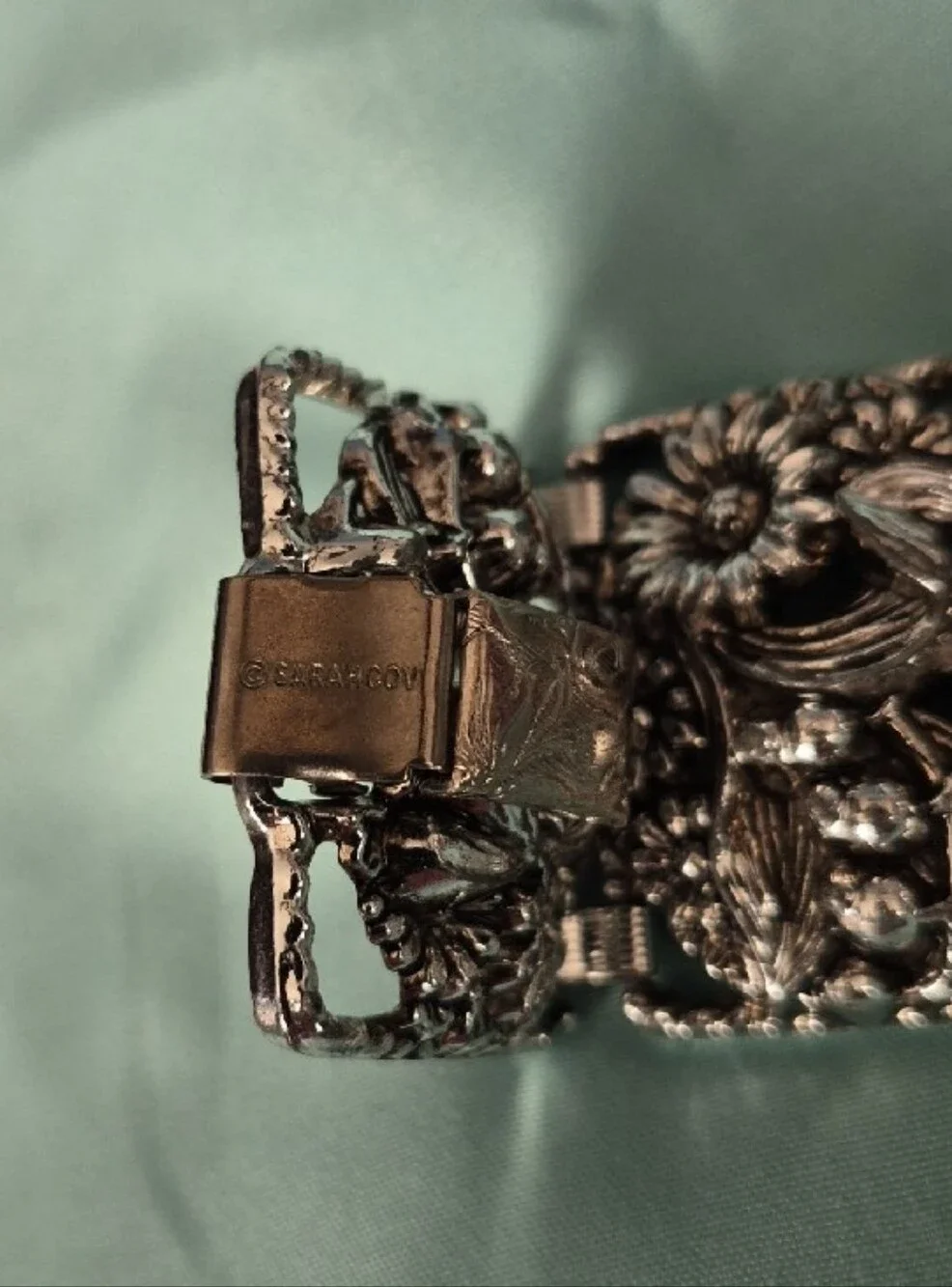 Sarah Coventry Silver-Tone Floral Panel Bracelet